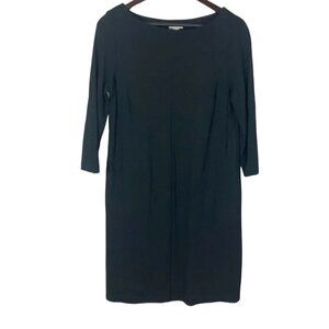 J. Jill Size Small Basic Ponte Shift Dress Black 3/4 Sleeve Cotton Stretch